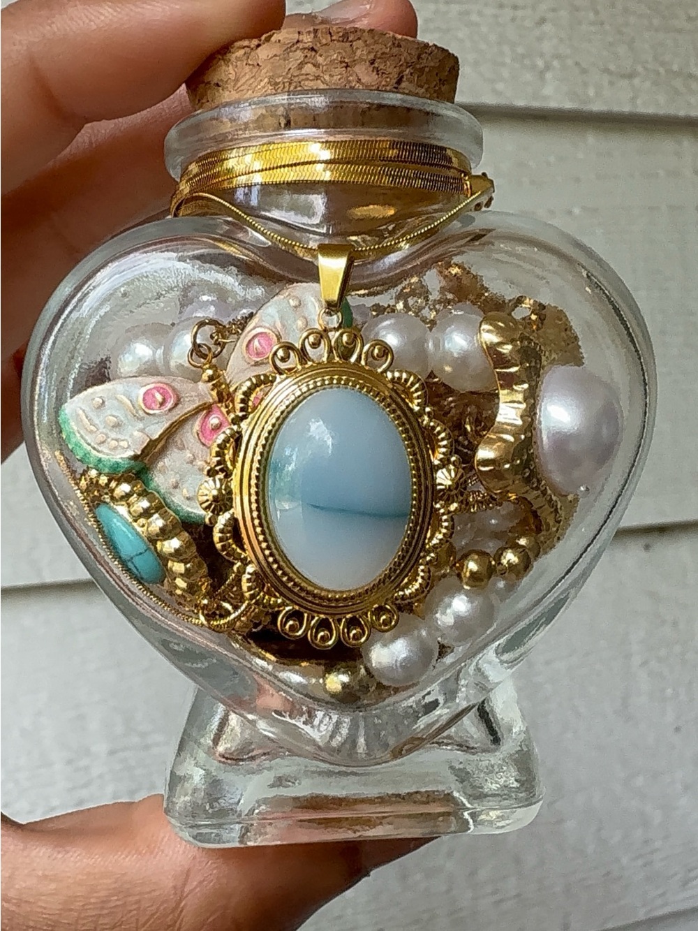 Gold Plated Blue Opal Pendant Necklace - Women Jewelry Necklaces